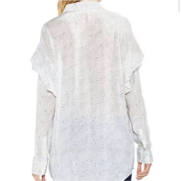 TWO BY VINCE CAMUTO White Ruffled High-Low Button Down Shirt - Picture 3 of 14